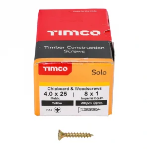 Woodscrews - Timco Solo Yellow Passivated 4.0 x 25mm