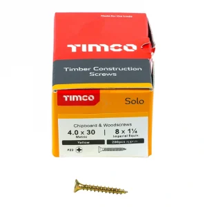 Woodscrews - Timco Solo Yellow Passivated 4.0 x 30mm