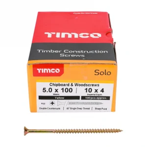 Woodscrews - Timco Solo Yellow Passivated 5.0 x 100mm