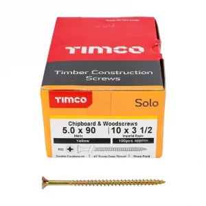 Woodscrews - Timco Solo Yellow Passivated 5.0 x 90mm