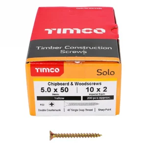 Timco Solo Double Countersunk Gold Woodscrews - 5.0 x 50