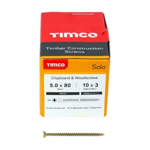Timco Solo Double Countersunk Gold Woodscrews - 5.0 x 80